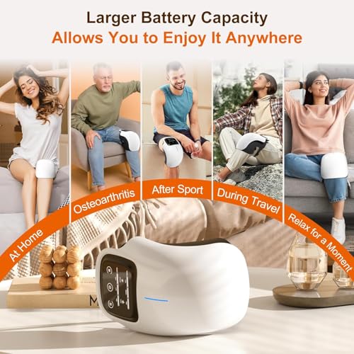 Image of SELLASTIC Knee Massager with Red Light Heat Massage Therapy, Rechargeable Vibration Pain Relief for Swelling Stiff Joints, Stretched Ligament and Muscles Injuries, Portable Massage for Men, Women, Elder
