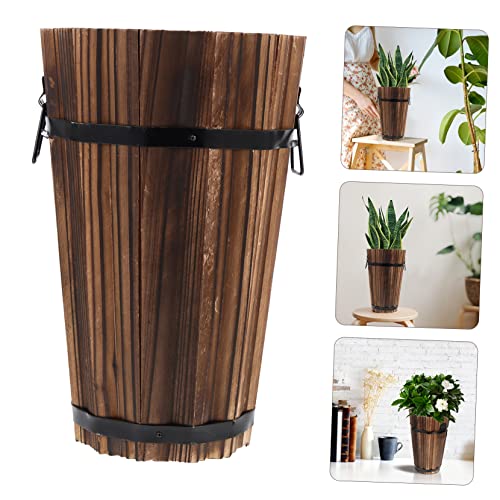 Pot de fleurs bois style rétro et bac à plantes rustique pour extérieur
