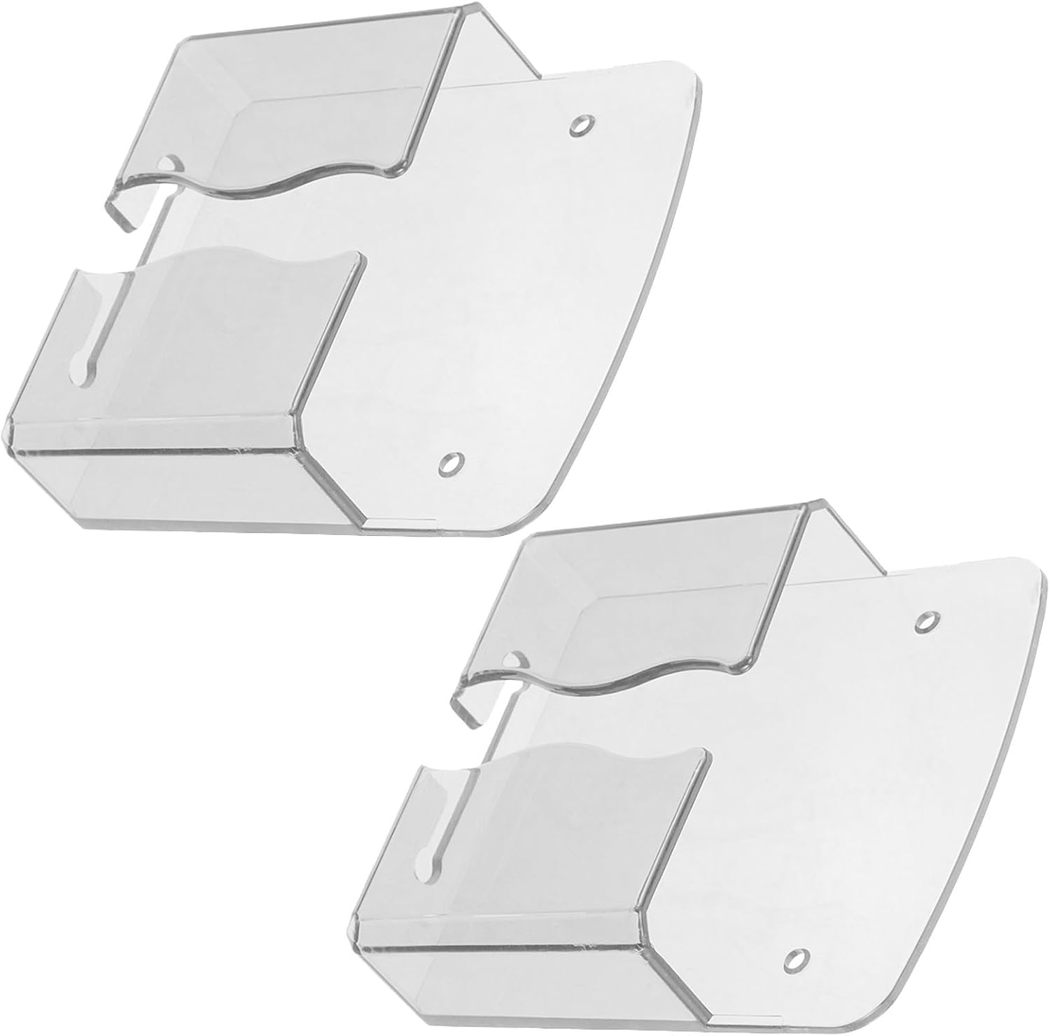 2pcs Wall Mount Phone Holder, PC Adhesive Mobile Phone Holder for Wall, Universal Fit Smartphone Stand with Bottom Cable Slot, Easy Installation for Bedroom and Living Room