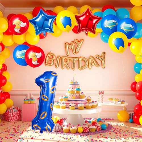 Image of number 40 inch blue and gold ring balloon set birthday number decoration aluminum film balloon suitable for boys and girls blue theme party cartoon party decoration supplies (1)