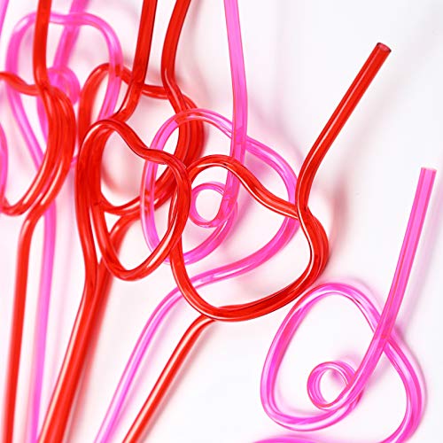 Valentine’s Day Party Supplies Straws - V-Day Drinking Plastic Crazy Loop Straw School Favors 36Ct #TOP3