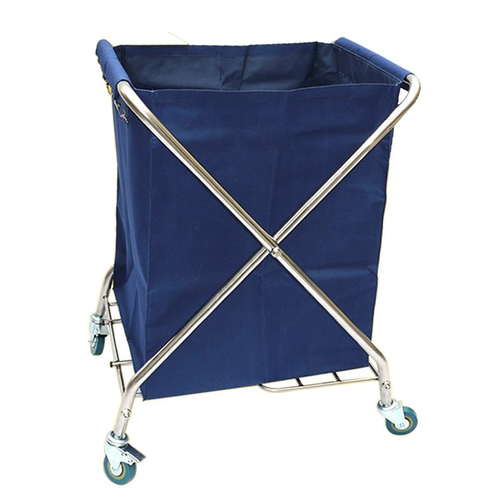 DFEDHF Hand Trucks Heavy-Duty Folding Laundrys Sorter Cart Hotel Trolley, Laundry Hamper on Rolling Wheels with Removable Bags/Brown(Blue)