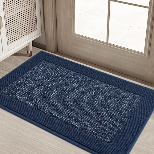 BEQHAUSE Indoor Door Mat 20 x 32 Dirt Trapper Door Mats Non-Slip Entryway Rugs Washable Trap Dirt Absorbent Welcome Mat Low Profile Floor Mats for Front Back Door and Entryway Blue