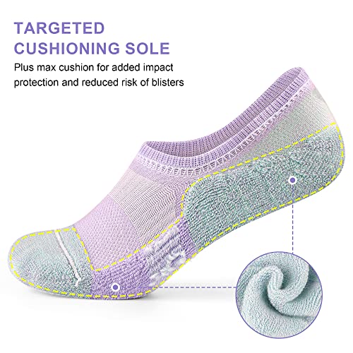 Image of Amutost Womens No Show Socks Anti-Slip Cushioned Breathable 5-10Pairs | Silicone heel grips, Arch compression band, Elastic cuffs, Moisture wicking, Size 6-8 /7-9 /9-11, Reduces blisters