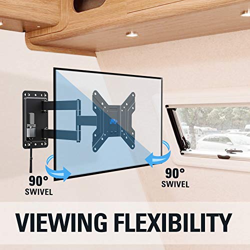 Mounting Dream Lockable RV TV Mount for 17-43 inch TV, RV Mount for Camper Trailer Motor Home Boat Truck, Full Motion Unique One Step Lock Design RV TV Wall Mount, 200mm VESA 44 lbs. MD2210, black