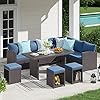 JOIVI Patio Furniture Set, 7 Piece Patio Dining Sofa Set, Outdoor Sectional Sofa Conversation Set All Weather Wicker… 51VBIfSJcXL. SS100