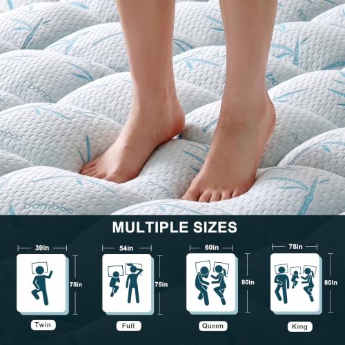 4 Inch Mattress Topper Memory Foam Cooling Bamboo Queen Size - image 7