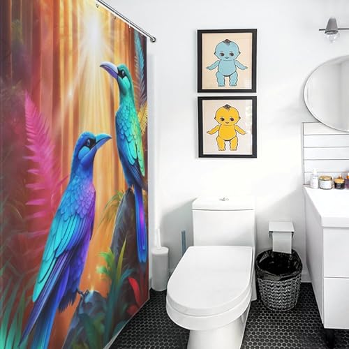 Rideau de douche oiseau mignon en polyester imperméable 122x183 cm