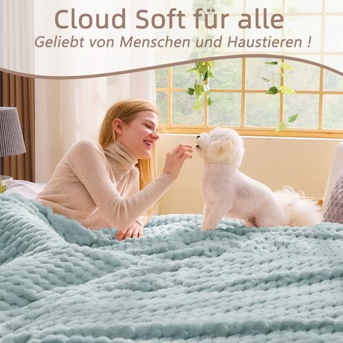 Vielit Kuscheldecke Flauschig 150x200 cm – Ultraweiche Fleecedecke für Couch & Sofa, Warme Wohn- & Kuscheldecke, Leichte Sofadecke, Gemütliche Couchdecke, Atmungsaktiv & Pflegeleicht Decke Grün