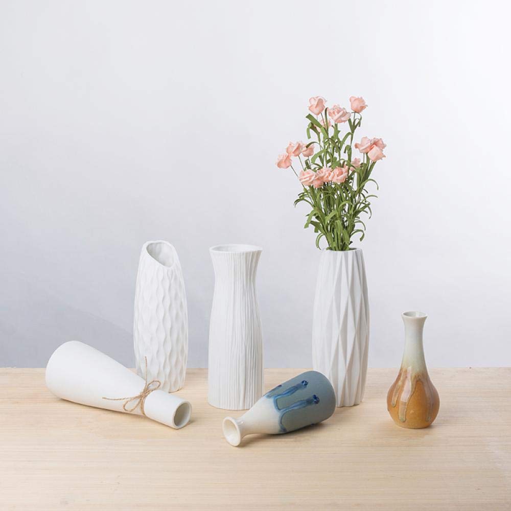 Classic White Ceramic Vase Chinese Arts and Crafts Decorative Contracted Porcelain Vase Creative Gift Wedding Decoration Vase (C 23.5x9cm)