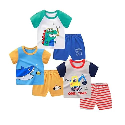 Vagefun Toddler Baby Boy Dinosaur T-Shirt Shorts Set Outfits Infant Tops Pants Sets For Little Kids 6Pcs Summer Home Clothes #TOP2