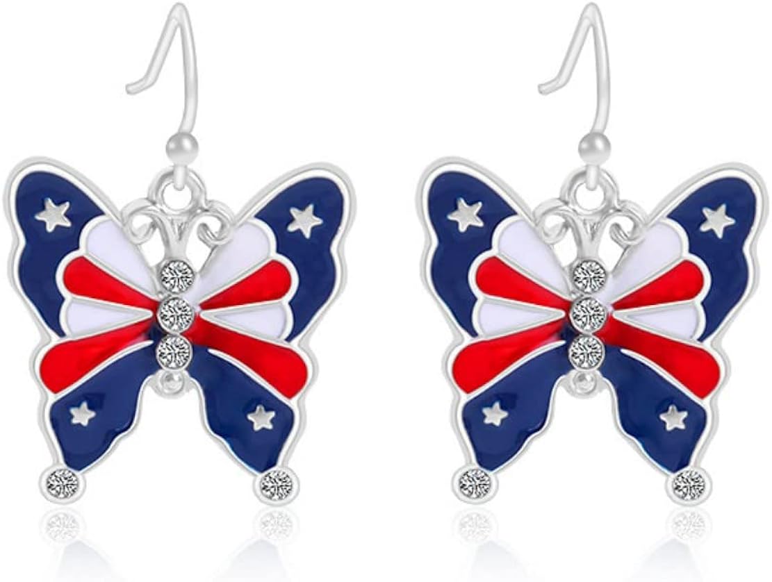 American Flag Earrings Independence Day Earrings Memorial Day Earrings 4th of July Earrings Leather Earrings Independence Day Holiday Gifts