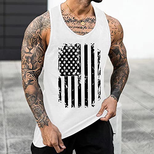 Dgztwll Independence Day Tank Tops Men Fourth Of July Sleeveless Gym Workout Tanks Funny Muscle Cut Off Patriotic T-Shirt #TOP1