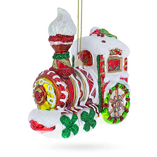 Amazon.com: Candy Cane Train Glass Christmas Ornament : Home & Kitchen