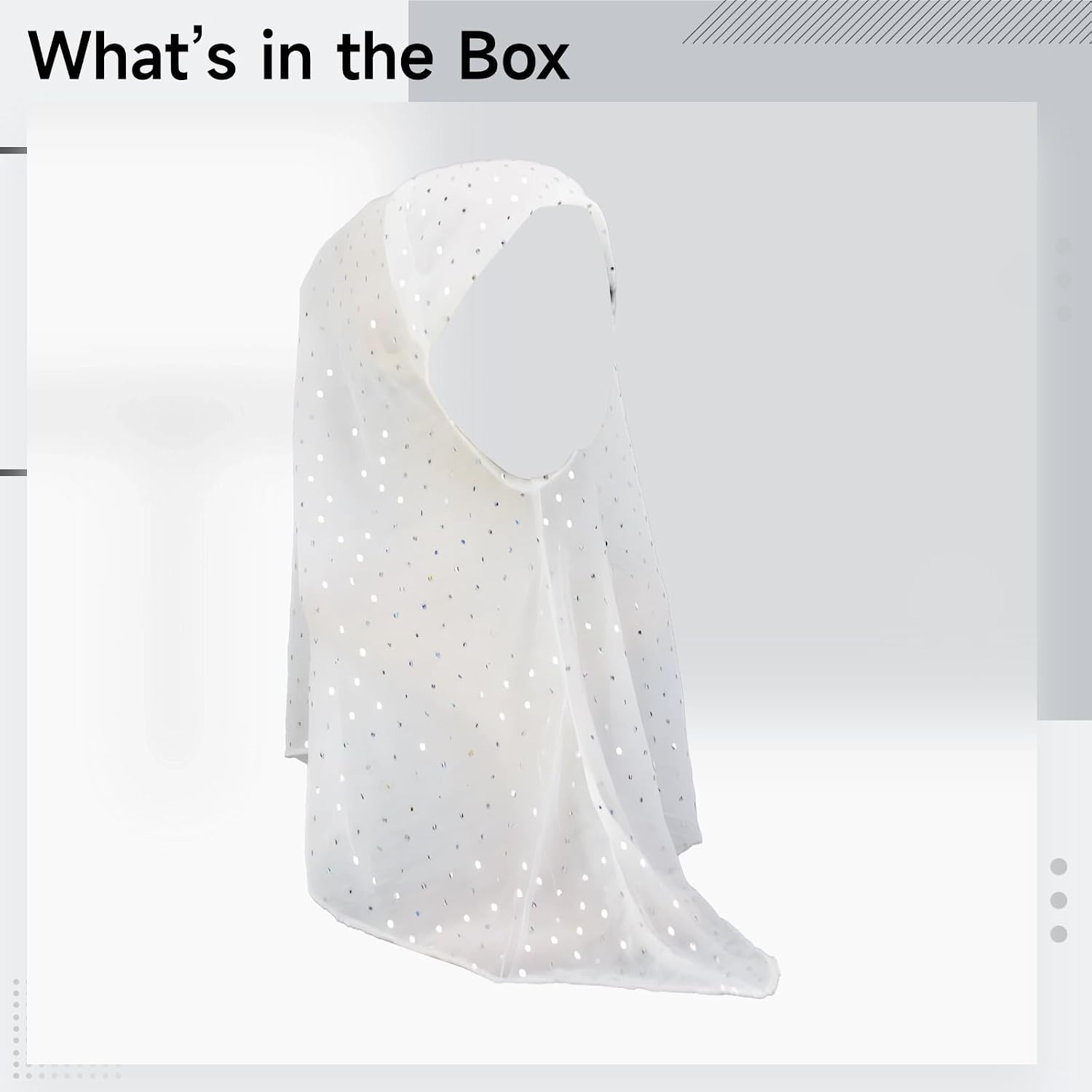 White Polyester Muslim Hijab Scarf, Women'S Lightweight, Breathable, Full Cover Headscarf Veil, One Size