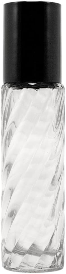 Pack of 12 - Fancy Swirl Roll on Refillable Glass Perfume Bottle Purse or Travel Size 1/3 Oz.