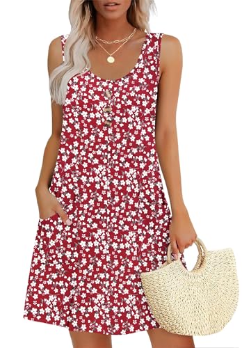 Image of MOLERANI Women's Round Neck Sleeveless Dress Floral Red S