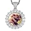 2170 Silver big round diamond pendant with rope chain