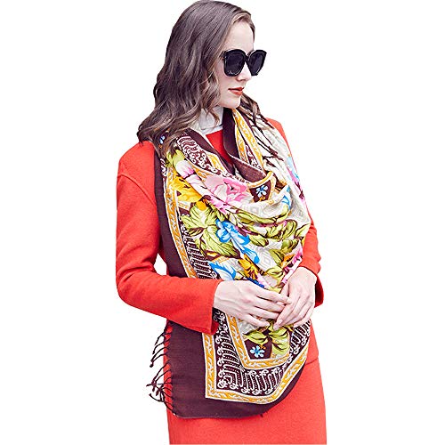 DANA XU 100% lana tamaño grande invierno mujeres pashmina chales y envolturas poncho capa (marrón15) - - Large