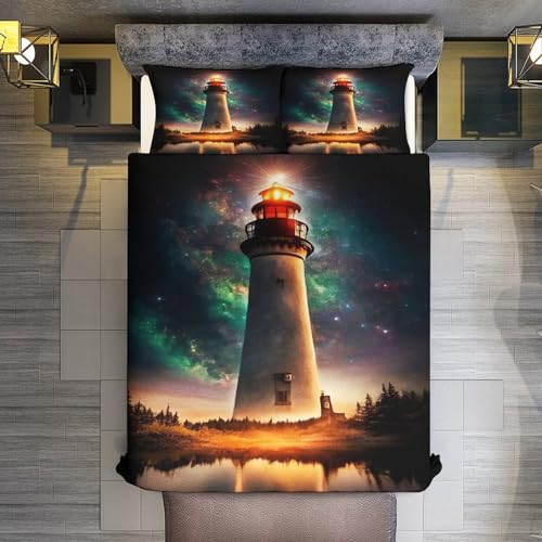 Parure de lit phare 3D King en microfibre premium douce - 3