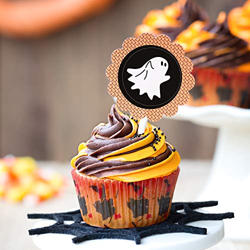 100 Pieces Halloween Stickers Round Seal Label Stickers Assorted Pumpkin Skull Bat Ghost Pattern Stickers For Halloween Party Decoration (Basic Style) #TOP5