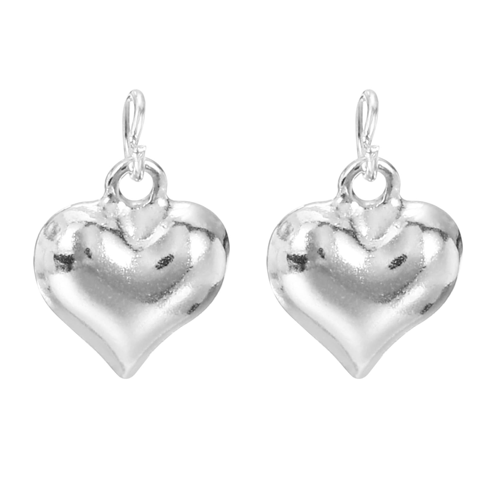 PATIKIL 2pcs Heart Charm, 8mm Mini 925 Silver Heart Pendant Charm Bulk Silver DIY for Making s s s Craft Silver