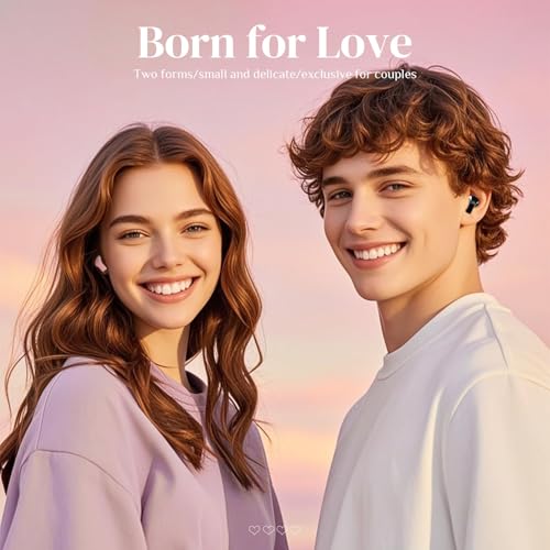 Image of Pink Heart Wireless Earbuds for Girls Kids, Cute Mini Tiny Small Invisible Earbuds Wireless Bluetooth for Small Ears Canals Women Rose Gold Kawai Blue Tooth Ear Buds for iPhone Android