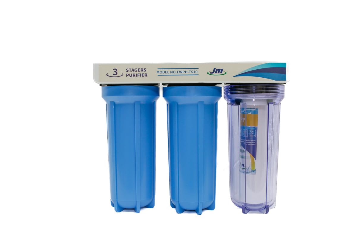 Three Stage 10" Slim Housing Blue with Stand, PP Spun, CTO & GAC Filter Cartridge