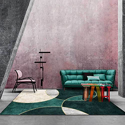 Tapis de sol rectangulaire lavable vert marbré pour salle à manger - 3