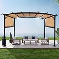 Outvita Patio Pergola, 8x12ft Arched Aluminum Gazebo with Adjustable Waterproof Sun Shade Shelter Awning for Garden Lawn Deck