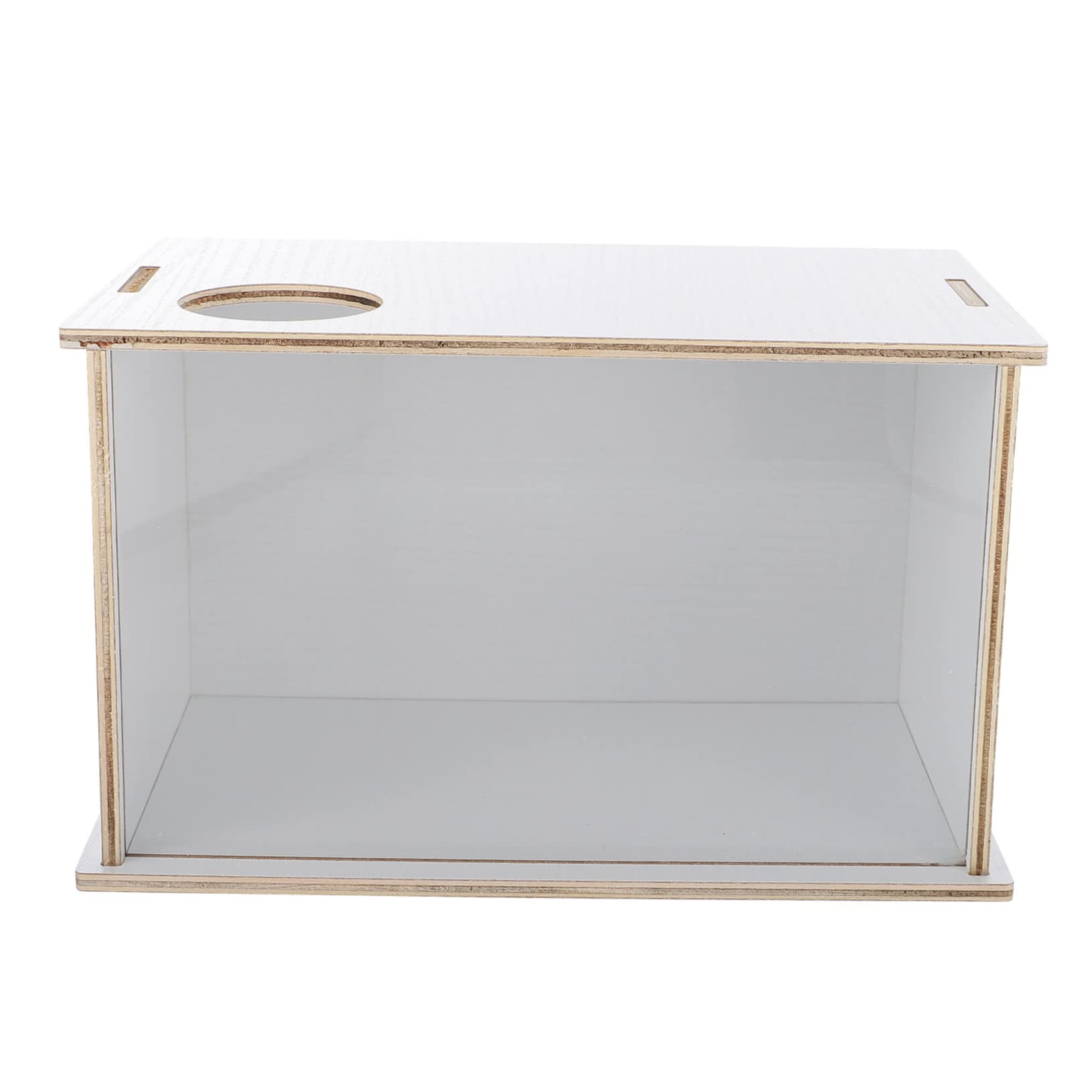Sandbad Hamster mit Transparentem Acryl und Holz Rechteckige Hamsterbadewanne für Kleintiere Hamsterzubehör für Haushalt und Heimtiere