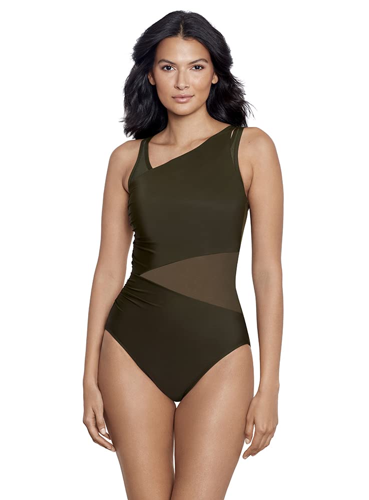 MiraclesuitWomen's Plus Size Swimwear Aurora V-Neckline Soft Cup Bra One Piece Swimdress