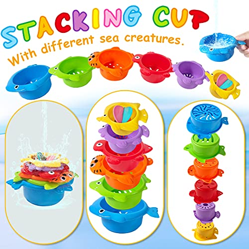 Bath Toys Gifts For Age 3 4 5 6 7 8+ Years Old Kids Boys Girls Toddlers - Swim Pool Bathtub Tub Toys For Toddlers Summer, Stacking Cup With Wind Up Water Toys For Baby Birthday Christmas #TOP5