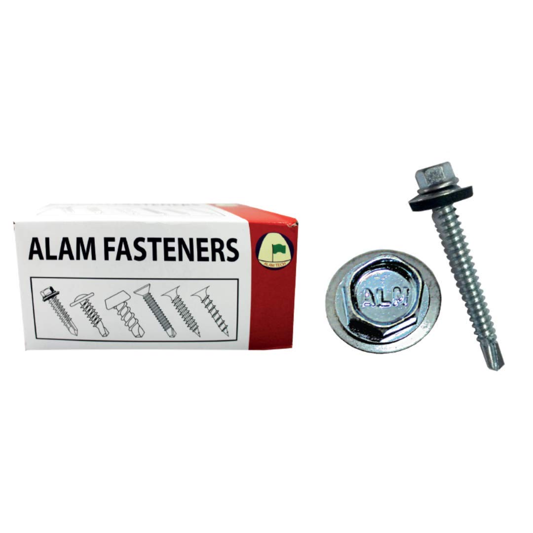 ALAM TECH ALAM FASTENERS Self Drilling Screw Hex Washer Head Zinc Plated 1-1/4 Inch X 12 Made In Taiwan (1Pkt X 360 Pcs)