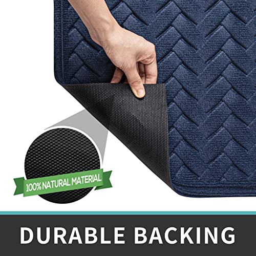 Dexi Rubber Front Door Mat Outdoor Doormat Heavy Duty Floor Rug, Waterproof Low-Profile Door Mat,17"X29", Navy Wave #TOP4