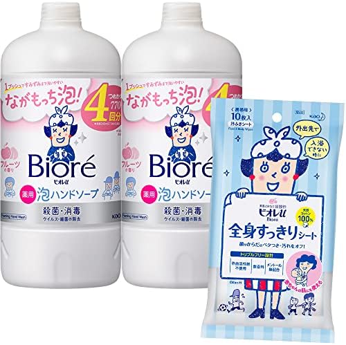 【976円】【医薬部外品】ビオレu 泡ハンドソープ フルーツの香り つめかえ用 770ml×2個 + ビオレu 全身すっきりシート 10枚入