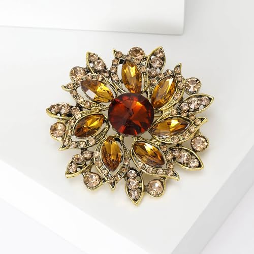 Image of Trendy Large Rhinestone Flower Brooches 8-color for Women Luxury Office Party Casual Pins Jewelry Accessories Gifts
