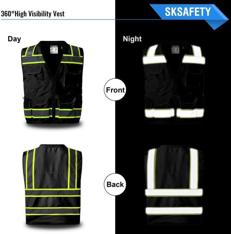 SKSAFETY 12 Pockets Professional level Safety Vest, Class 2 High Visibility Vest, ANSI/ISEA - Image 5