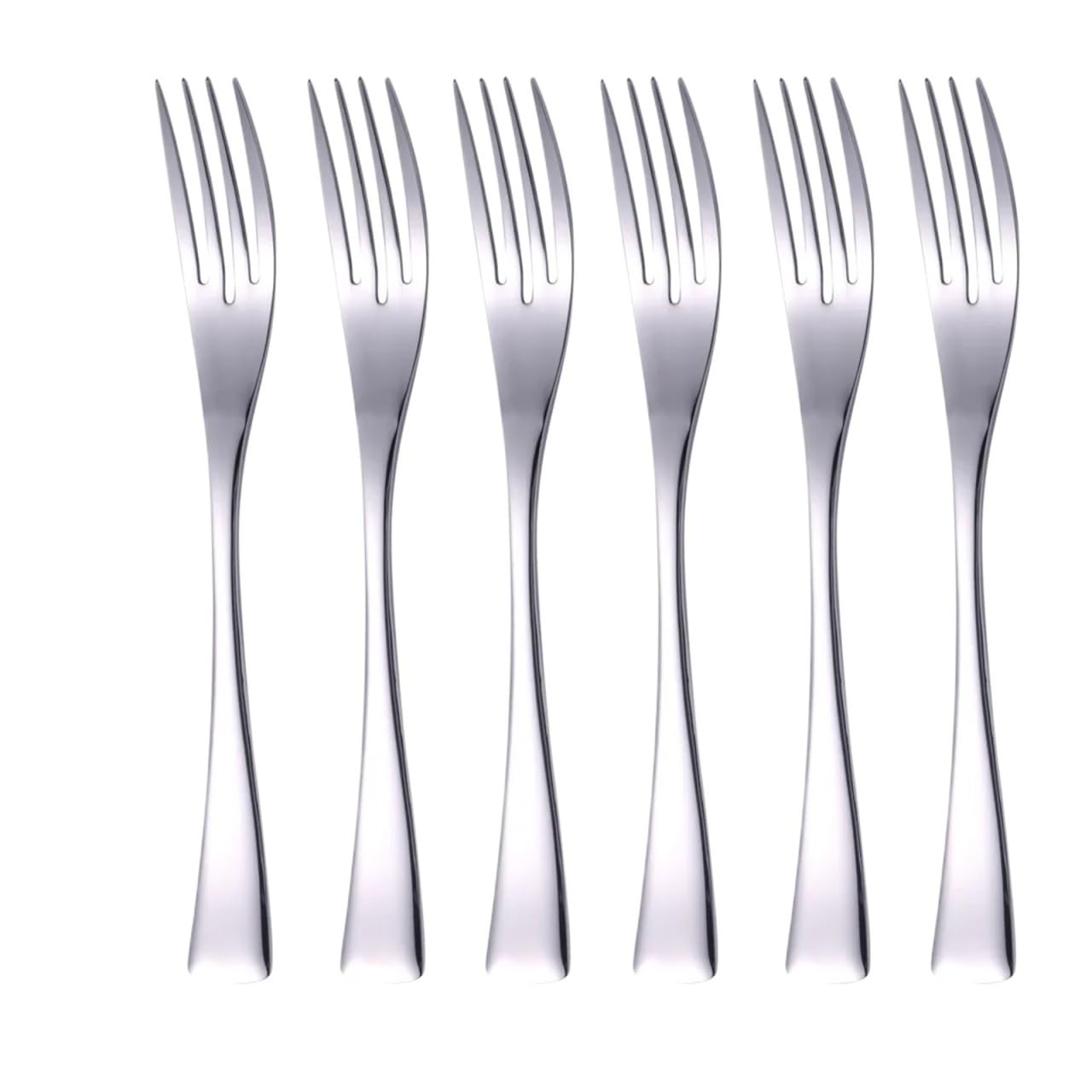 Wzptlkibad Silver Dinner Fork Stainless Steel Dinner Fork, 6 Piece Mirror Polished Set