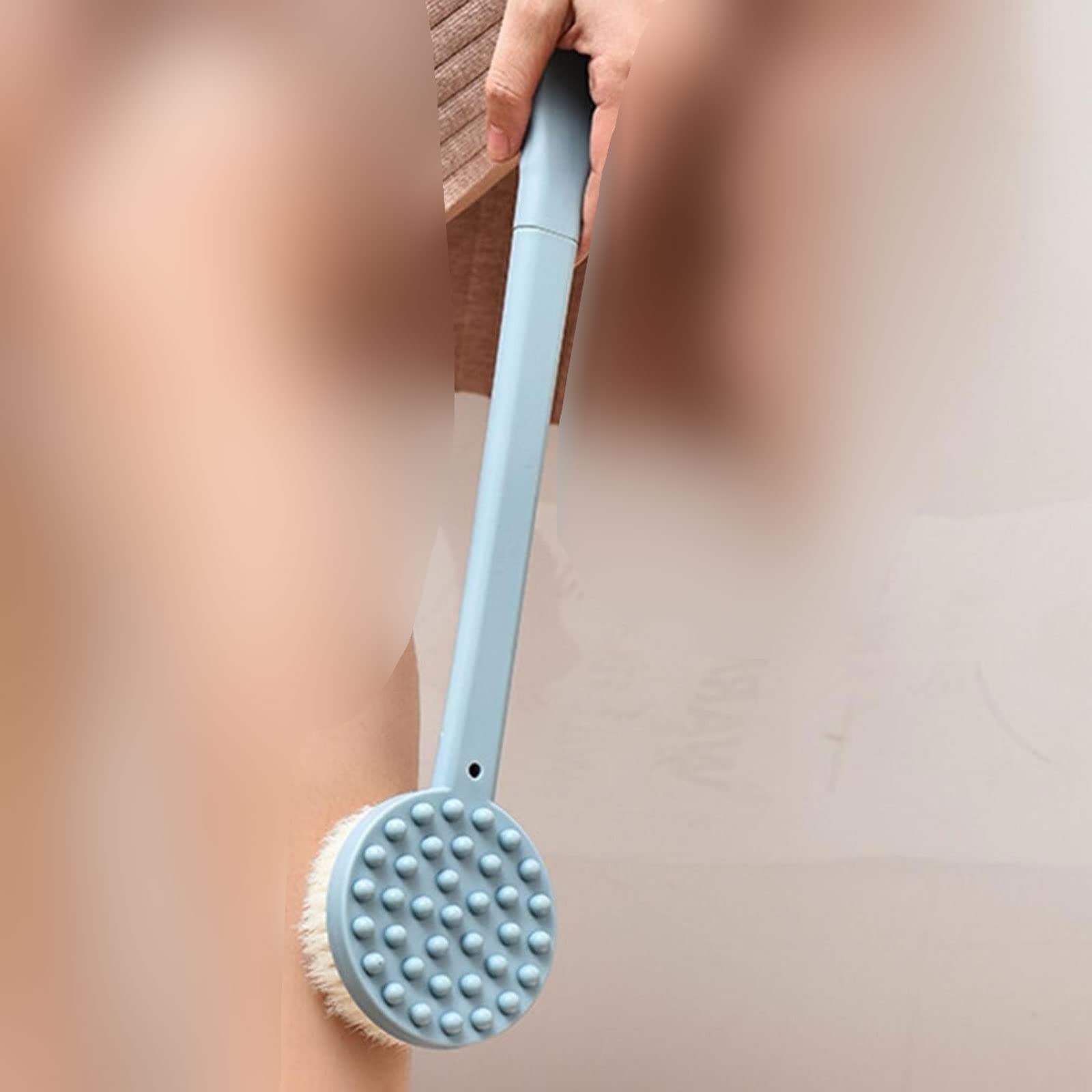 JINGYAN Esponjas para baños Long Handle Bath Brush Soft Hair Set Detachable Back Shower Scrub Household Does Not Hurt The Skin(Blue)