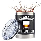 Bourbon Gifts for Men - Whiskey Gifts - Unbreakable 10 Ounce Cocktail Travel Tumbler/Mug/Glass with Lid for Coffee or Cold Drinks | Bourbon Whisperer by Jenvio
