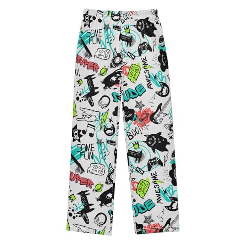 visesunny Boys' Pants Cute Pattern Lounge Pants Elastic Waist Jogger Trousers with Tow Pockets Size S-XL