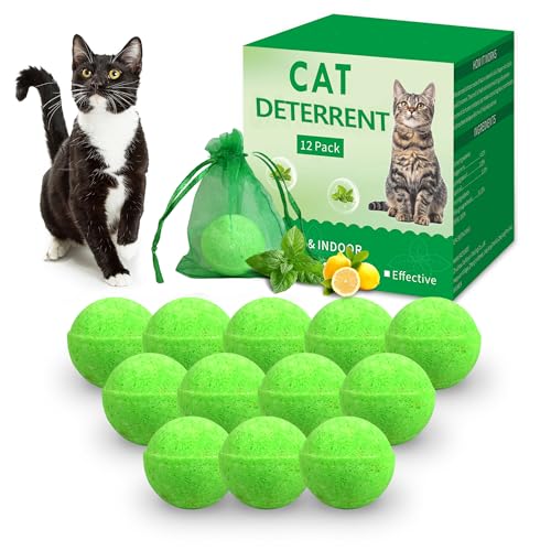 Cat Deterrent Outdoor, 12 Pack Natural Peppermint Cat Deterrent Indoor, Keep Cats Out of Plants, Yards, Gardens from Cats and Dogs