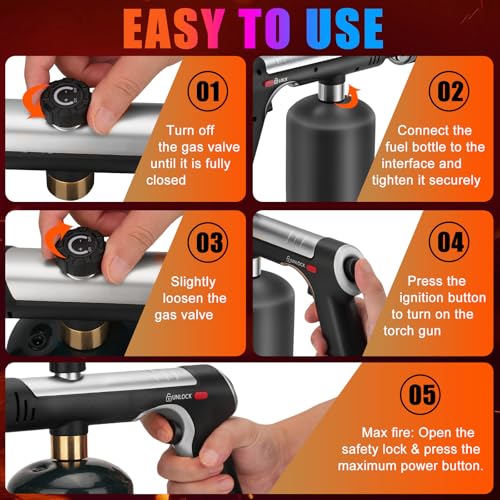 Image of ARTFLAMM Powerful Propane Torch Gun, Kitchen Cooking Torch, Culinary Torch Campfire Starter, Adjustable Grill Torch for Searing Steak, BBQ(Propane Tank Not Included)