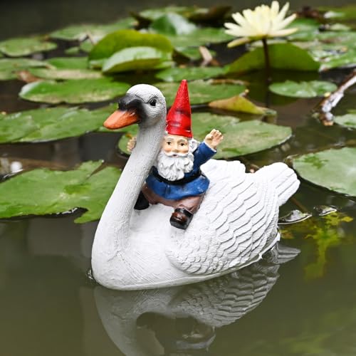 Juliahestia Gnome Riding Goose Pond Decor Floating Pool Decorations Accessories