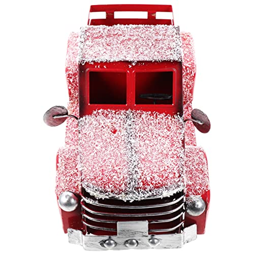 NOLITOY Christmas Decoration Red Truck Model Iron Xmas Truck Sculpture for Home Decor Desktop or Shelf Display Unique Holiday Present for Lovely Scene Accessory