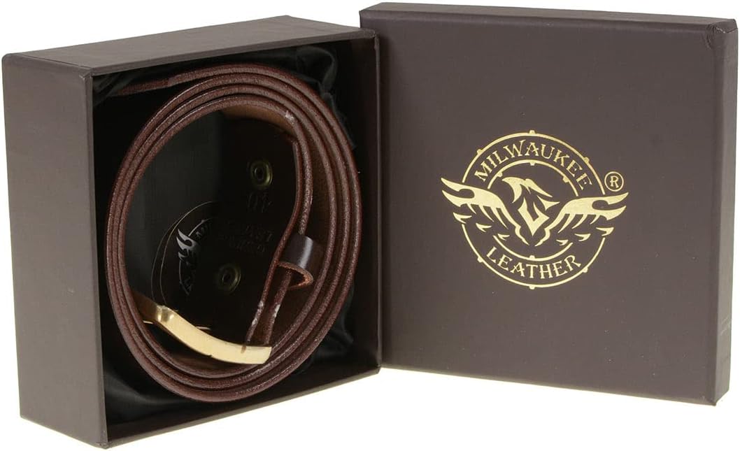 Milwaukee Leather MP7115 Men's Light Brown Genuine Leather Belt with Interchangeable Buckle - 1.5 inches Wide