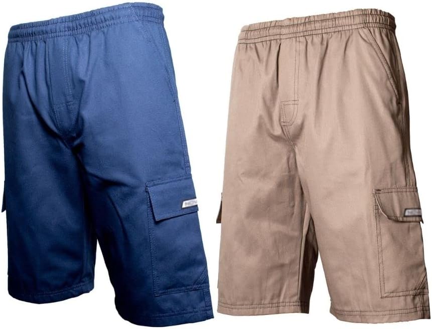 Kit 2 Bermudas Short Brim Cargo Sarja Reforçada Elástico Cordão 5 Bolsos Masculino Adulto Uniforme