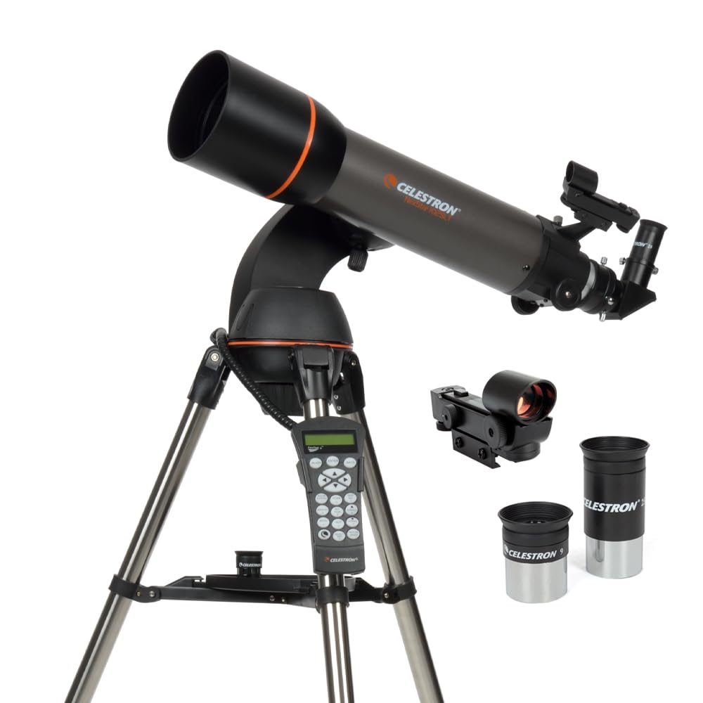 Celestron 22096 NexStar 102SLT Telescopio rifrattore computerizzato portatile treppiede regolabile, montatura altazimutale a forcella, accessori per visione e software 'Starry Night', grigio/nero