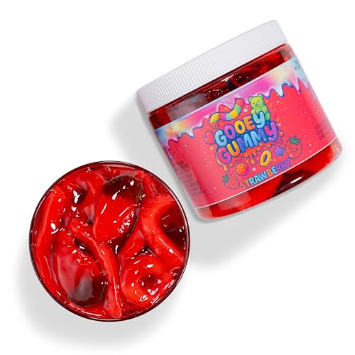 Sour Gooey Gummies – Strawberry Flavor – Wet & Sticky Candy Snack with Sour Ooze – Sweet & Tangy Strawberry Treat – 22 oz Jar